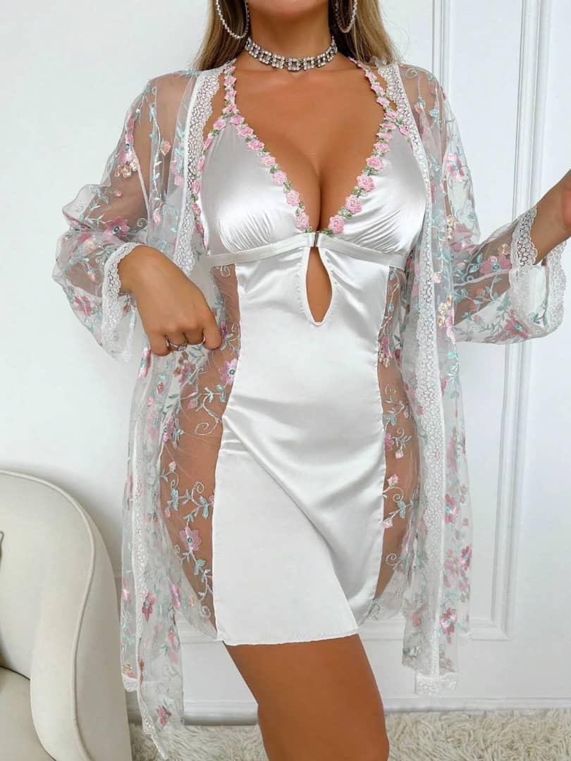 Ladies Lingerie Women Sexy Lace Robe Nightwear