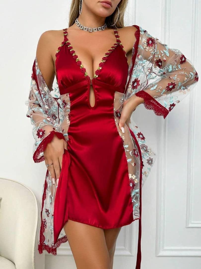 Ladies Lingerie Women Sexy Lace Robe Nightwear