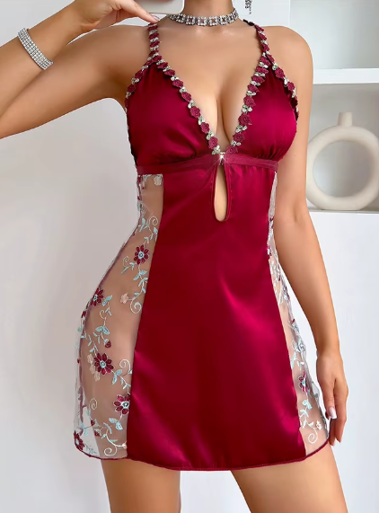 Ladies Lingerie Women Sexy Lace Robe Nightwear